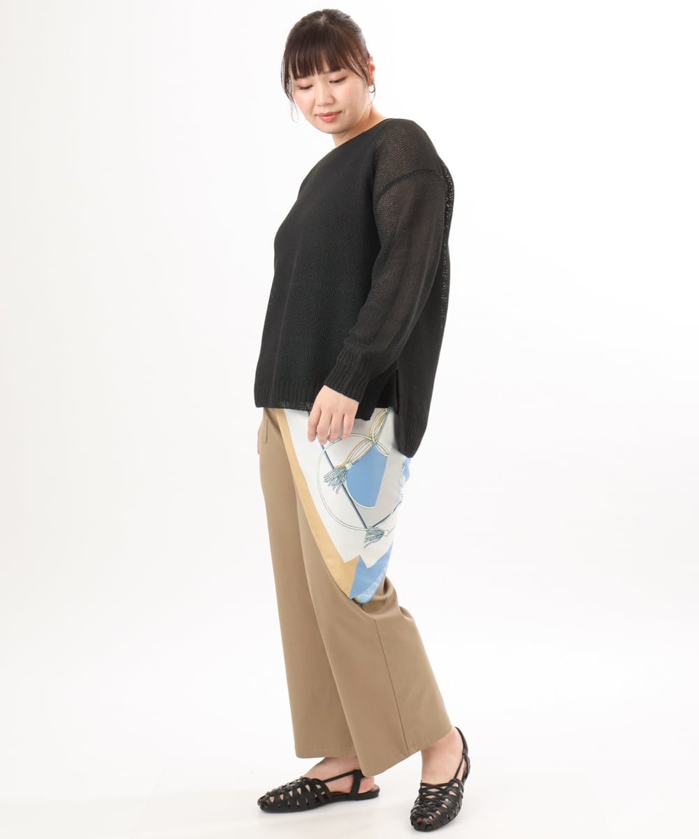 OLFED04079 eur3(エウルキューブ) 【WEB先行販売】【大きいサイズ】テープヤーンプルオーバーニット ブラック