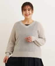OLFEP03070 eur3(エウルキューブ) 【大きいサイズ/11号サイズあり】深Vネック縦リブニット ベージュ(82)