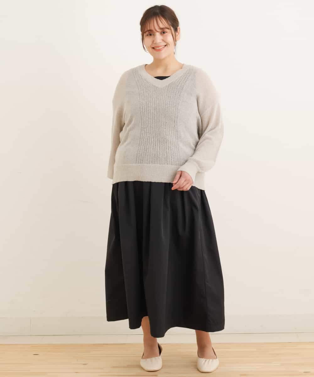 OLFEP03070 eur3(エウルキューブ) 【大きいサイズ/11号サイズあり】深Vネック縦リブニット ベージュ(82)