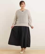 OLFEP03070 eur3(エウルキューブ) 【大きいサイズ/11号サイズあり】深Vネック縦リブニット ベージュ(82)