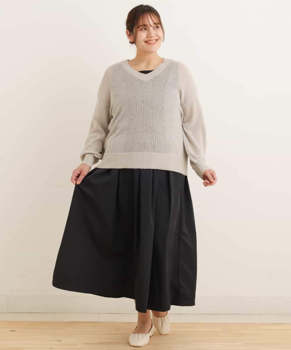 OLFEP03070 eur3(エウルキューブ) 【大きいサイズ/11号サイズあり】深Vネック縦リブニット ベージュ(82)