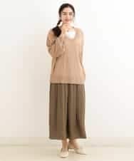 OLFEP03070 eur3(エウルキューブ) 【大きいサイズ/11号サイズあり】深Vネック縦リブニット キャメル(83)