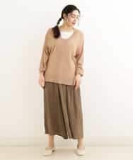 OLFEP03070 eur3(エウルキューブ) 【大きいサイズ/11号サイズあり】深Vネック縦リブニット キャメル(83)