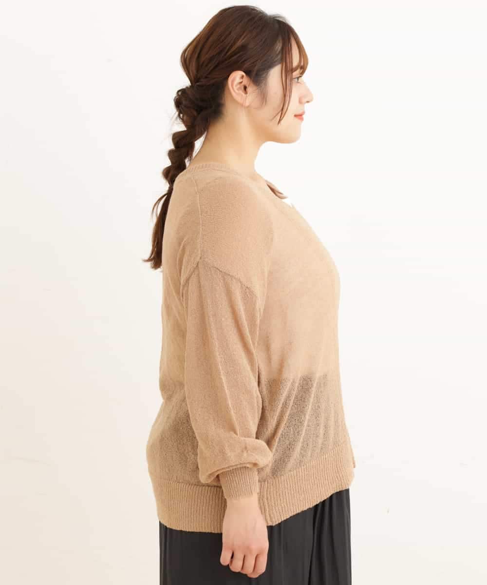 OLFEP03070 eur3(エウルキューブ) 【大きいサイズ/11号サイズあり】深Vネック縦リブニット キャメル(83)