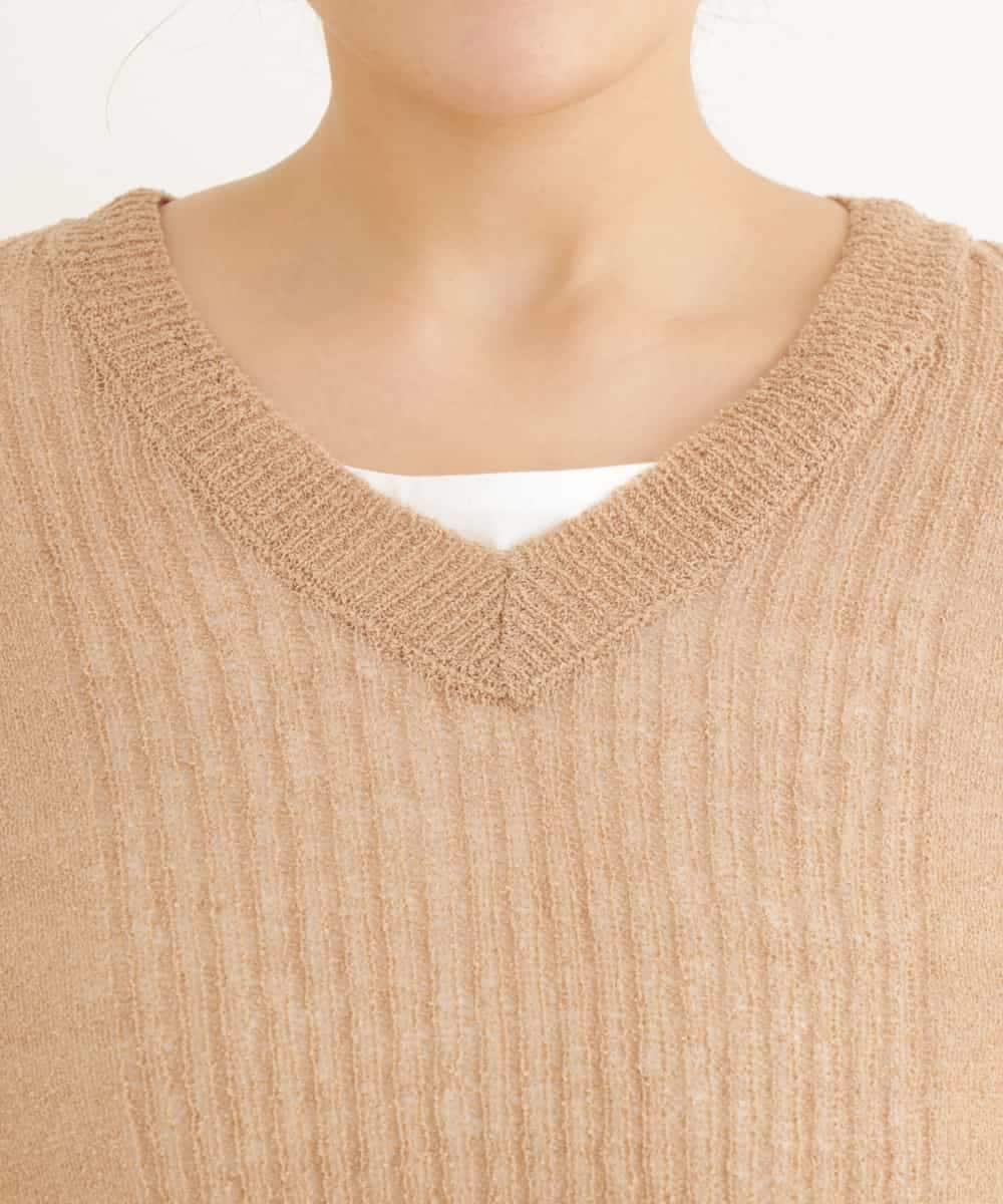 OLFEP03070 eur3(エウルキューブ) 【大きいサイズ/11号サイズあり】深Vネック縦リブニット キャメル(83)