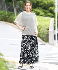 OLFGA08079 eur3(エウルキューブ) 【WEB先行販売】【大きいサイズ/a.v.v×eur3】ラメメッシュニットプルオーバー ベージュ(82)