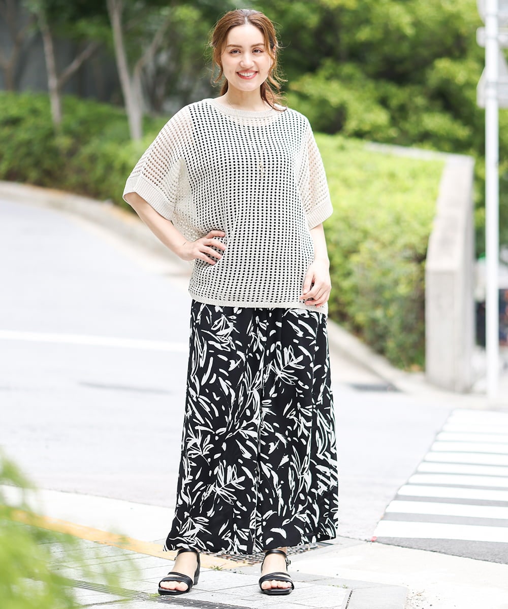 OLFGA08079 eur3(エウルキューブ) 【WEB先行販売】【大きいサイズ/a.v.v×eur3】ラメメッシュニットプルオーバー ベージュ(82)