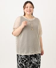 OLFGA08079 eur3(エウルキューブ) 【WEB先行販売】【大きいサイズ/a.v.v×eur3】ラメメッシュニットプルオーバー ベージュ(82)