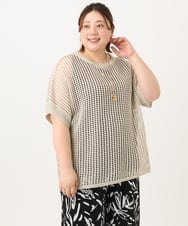 OLFGA08079 eur3(エウルキューブ) 【WEB先行販売】【大きいサイズ/a.v.v×eur3】ラメメッシュニットプルオーバー ベージュ(82)