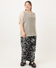 OLFGA08079 eur3(エウルキューブ) 【WEB先行販売】【大きいサイズ/a.v.v×eur3】ラメメッシュニットプルオーバー ベージュ(82)