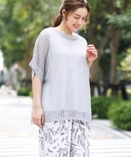 OLFGA08079 eur3(エウルキューブ) 【WEB先行販売】【大きいサイズ/a.v.v×eur3】ラメメッシュニットプルオーバー グレー(92)
