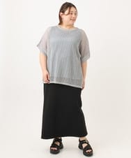 OLFGA08079 eur3(エウルキューブ) 【WEB先行販売】【大きいサイズ/a.v.v×eur3】ラメメッシュニットプルオーバー グレー(92)