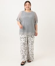 OLFGA08079 eur3(エウルキューブ) 【WEB先行販売】【大きいサイズ/a.v.v×eur3】ラメメッシュニットプルオーバー グレー(92)