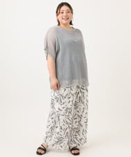 OLFGA08079 eur3(エウルキューブ) 【WEB先行販売】【大きいサイズ/a.v.v×eur3】ラメメッシュニットプルオーバー グレー(92)