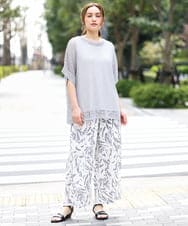 OLFGA08079 eur3(エウルキューブ) 【WEB先行販売】【大きいサイズ/a.v.v×eur3】ラメメッシュニットプルオーバー グレー(92)