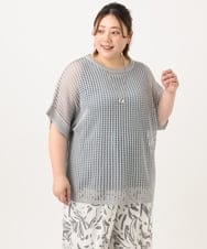 OLFGA08079 eur3(エウルキューブ) 【WEB先行販売】【大きいサイズ/a.v.v×eur3】ラメメッシュニットプルオーバー グレー(92)