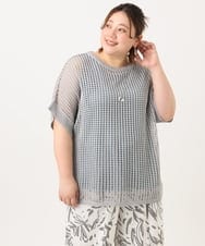 OLFGA08079 eur3(エウルキューブ) 【WEB先行販売】【大きいサイズ/a.v.v×eur3】ラメメッシュニットプルオーバー グレー(92)