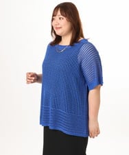 OLFGD25079 eur3(エウルキューブ) 【WEB先行販売】【大きいサイズ/a.v.v×eur3】メッシュラメニット ブルー