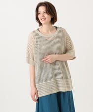OLFGD25079 eur3(エウルキューブ) 【WEB先行販売】【大きいサイズ/a.v.v×eur3】メッシュラメニット ベージュ