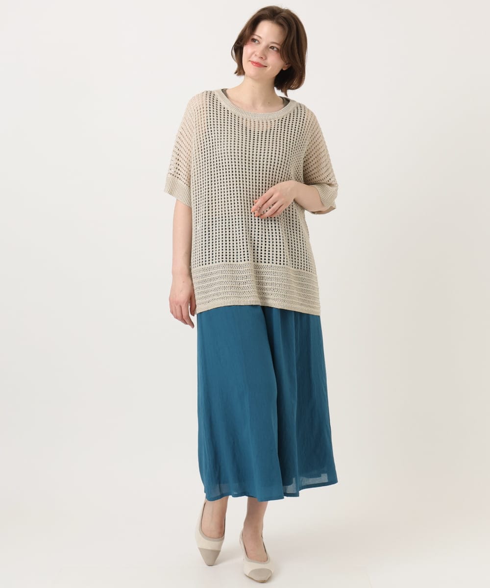 OLFGD25079 eur3(エウルキューブ) 【WEB先行販売】【大きいサイズ/a.v.v×eur3】メッシュラメニット ベージュ