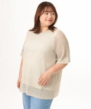 OLFGD25079 eur3(エウルキューブ) 【WEB先行販売】【大きいサイズ/a.v.v×eur3】メッシュラメニット ベージュ