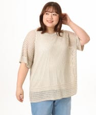 OLFGD25079 eur3(エウルキューブ) 【WEB先行販売】【大きいサイズ/a.v.v×eur3】メッシュラメニット ベージュ