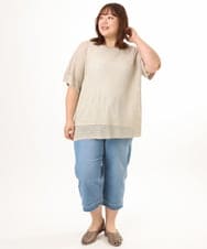 OLFGD25079 eur3(エウルキューブ) 【WEB先行販売】【大きいサイズ/a.v.v×eur3】メッシュラメニット ベージュ