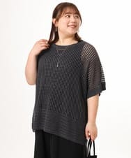 OLFGD25079 eur3(エウルキューブ) 【WEB先行販売】【大きいサイズ/a.v.v×eur3】メッシュラメニット ダークグレー
