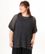 OLFGD25079 eur3(エウルキューブ) 【WEB先行販売】【大きいサイズ/a.v.v×eur3】メッシュラメニット ダークグレー