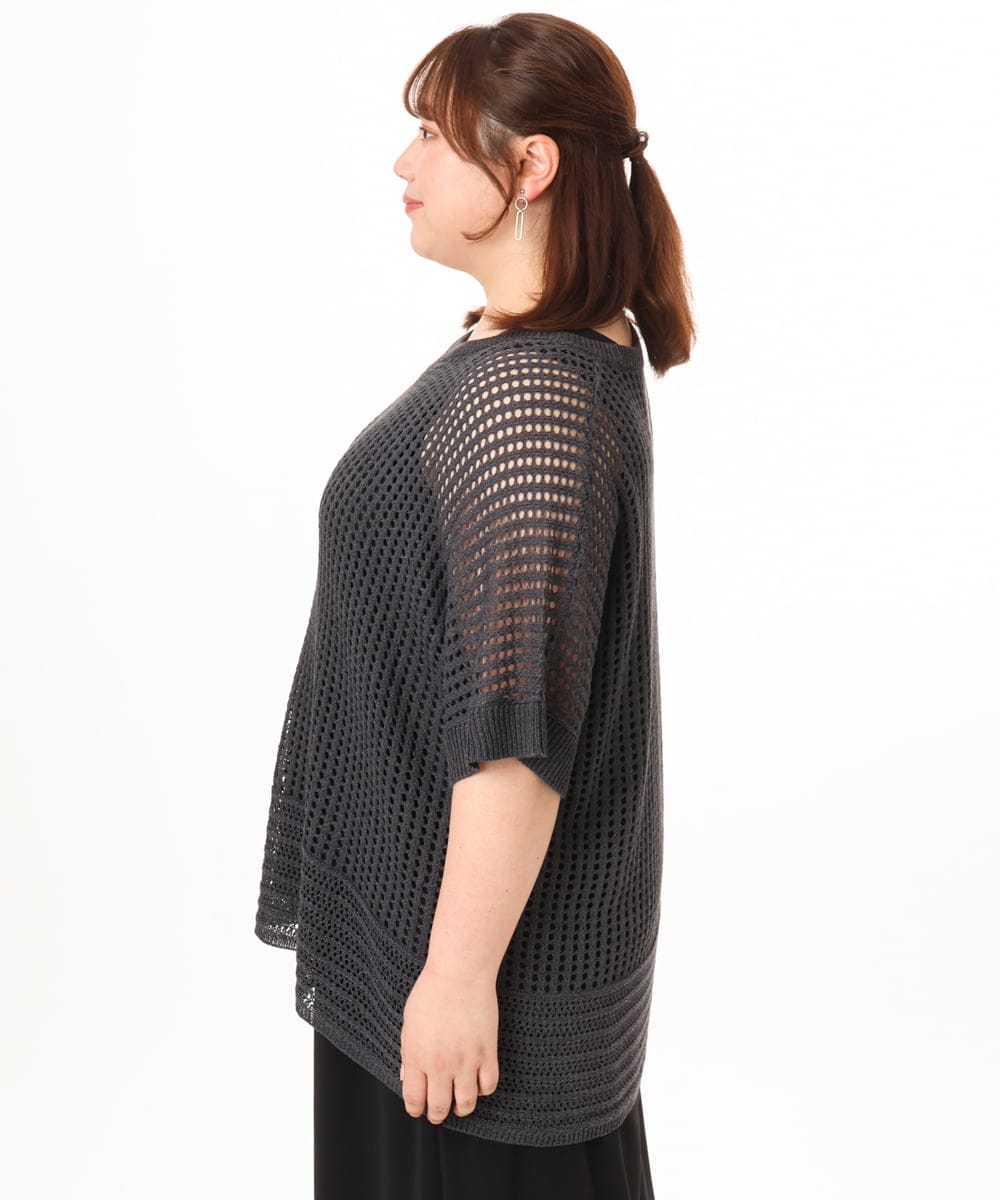 OLFGD25079 eur3(エウルキューブ) 【WEB先行販売】【大きいサイズ/a.v.v×eur3】メッシュラメニット ダークグレー