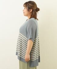 OLFGP07070 eur3(エウルキューブ) 【大きいサイズ】ボーダー薄手ポンチョ ライトブルー(50)