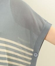 OLFGP07070 eur3(エウルキューブ) 【大きいサイズ】ボーダー薄手ポンチョ ライトブルー(50)