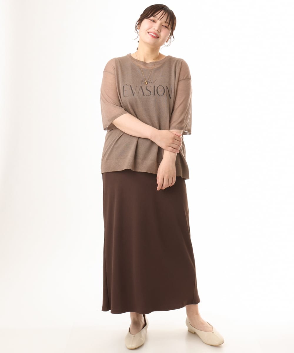 OLFHD07069 eur3(エウルキューブ) 【WEB先行販売】【大きいサイズ/a.v.v×eur3】シア―ロゴプリントニット モカ
