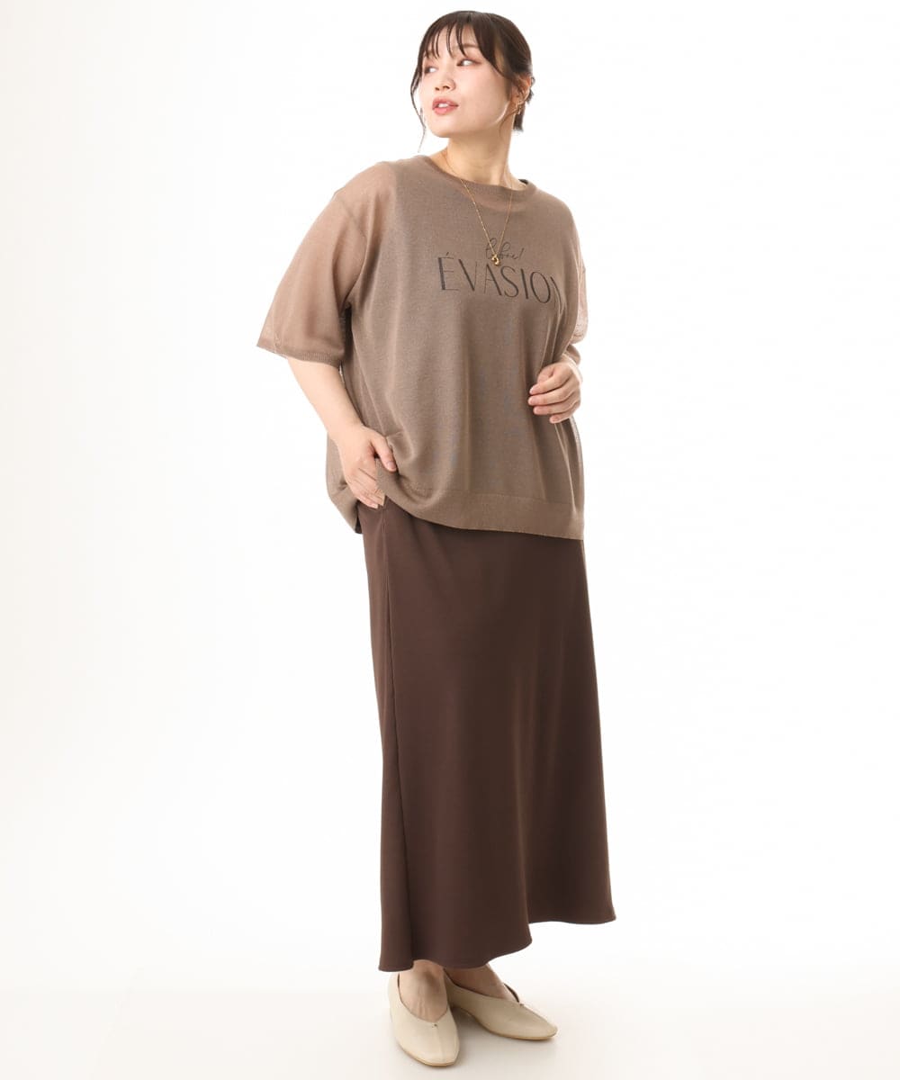 OLFHD07069 eur3(エウルキューブ) 【WEB先行販売】【大きいサイズ/a.v.v×eur3】シア―ロゴプリントニット モカ