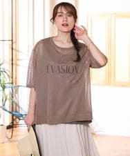 OLFHD07069 eur3(エウルキューブ) 【WEB先行販売】【大きいサイズ/a.v.v×eur3】シア―ロゴプリントニット モカ