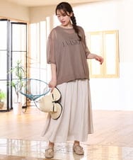 OLFHD07069 eur3(エウルキューブ) 【WEB先行販売】【大きいサイズ/a.v.v×eur3】シア―ロゴプリントニット モカ