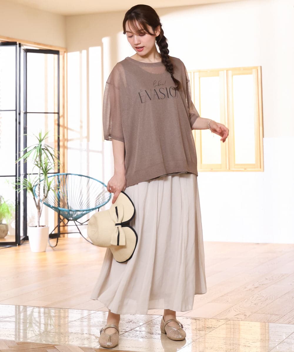 OLFHD07069 eur3(エウルキューブ) 【WEB先行販売】【大きいサイズ/a.v.v×eur3】シア―ロゴプリントニット モカ