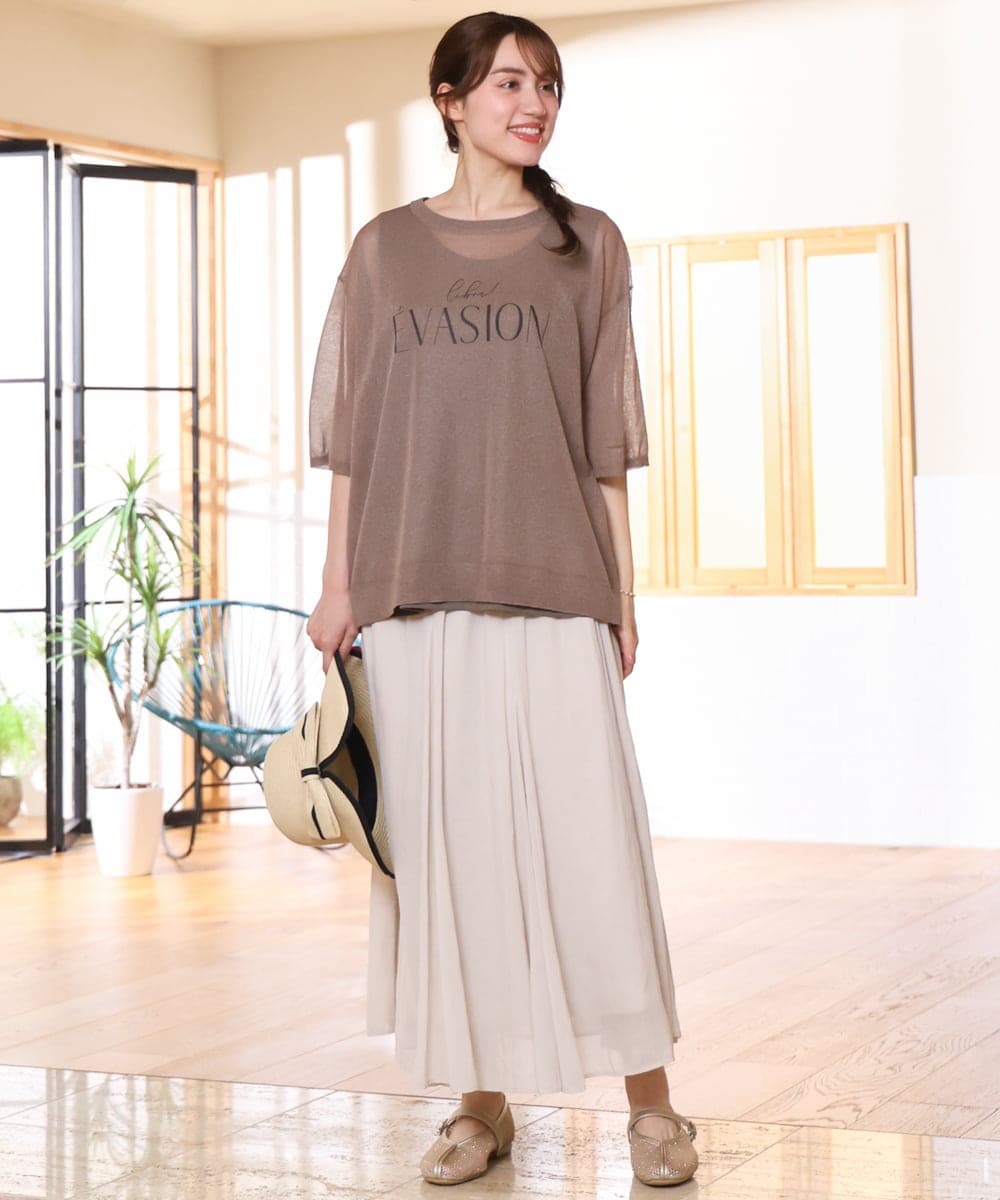 OLFHD07069 eur3(エウルキューブ) 【WEB先行販売】【大きいサイズ/a.v.v×eur3】シア―ロゴプリントニット モカ