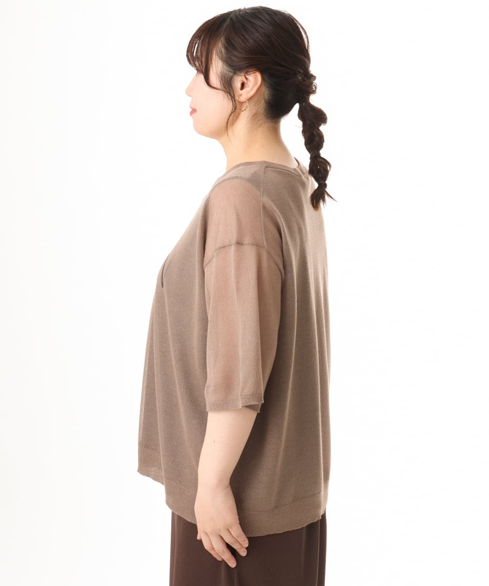 OLFHD07069 eur3(エウルキューブ) 【WEB先行販売】【大きいサイズ/a.v.v×eur3】シア―ロゴプリントニット モカ