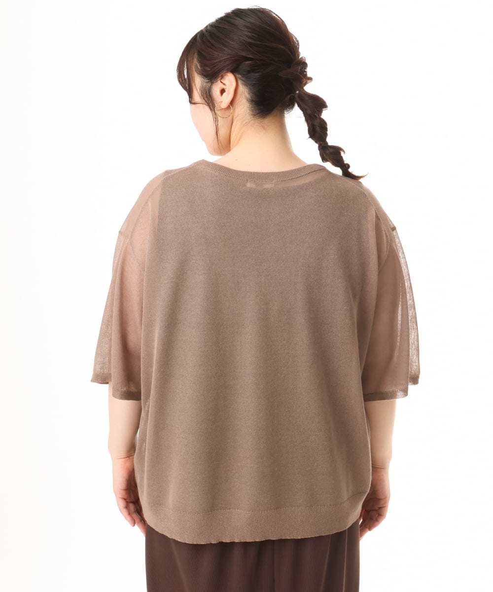 OLFHD07069 eur3(エウルキューブ) 【WEB先行販売】【大きいサイズ/a.v.v×eur3】シア―ロゴプリントニット モカ
