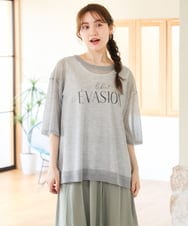 OLFHD07069 eur3(エウルキューブ) 【WEB先行販売】【大きいサイズ/a.v.v×eur3】シア―ロゴプリントニット グレー