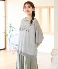 OLFHD07069 eur3(エウルキューブ) 【WEB先行販売】【大きいサイズ/a.v.v×eur3】シア―ロゴプリントニット グレー
