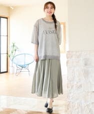 OLFHD07069 eur3(エウルキューブ) 【WEB先行販売】【大きいサイズ/a.v.v×eur3】シア―ロゴプリントニット グレー