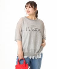 OLFHD07069 eur3(エウルキューブ) 【WEB先行販売】【大きいサイズ/a.v.v×eur3】シア―ロゴプリントニット グレー