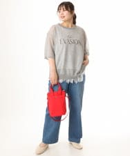 OLFHD07069 eur3(エウルキューブ) 【WEB先行販売】【大きいサイズ/a.v.v×eur3】シア―ロゴプリントニット グレー