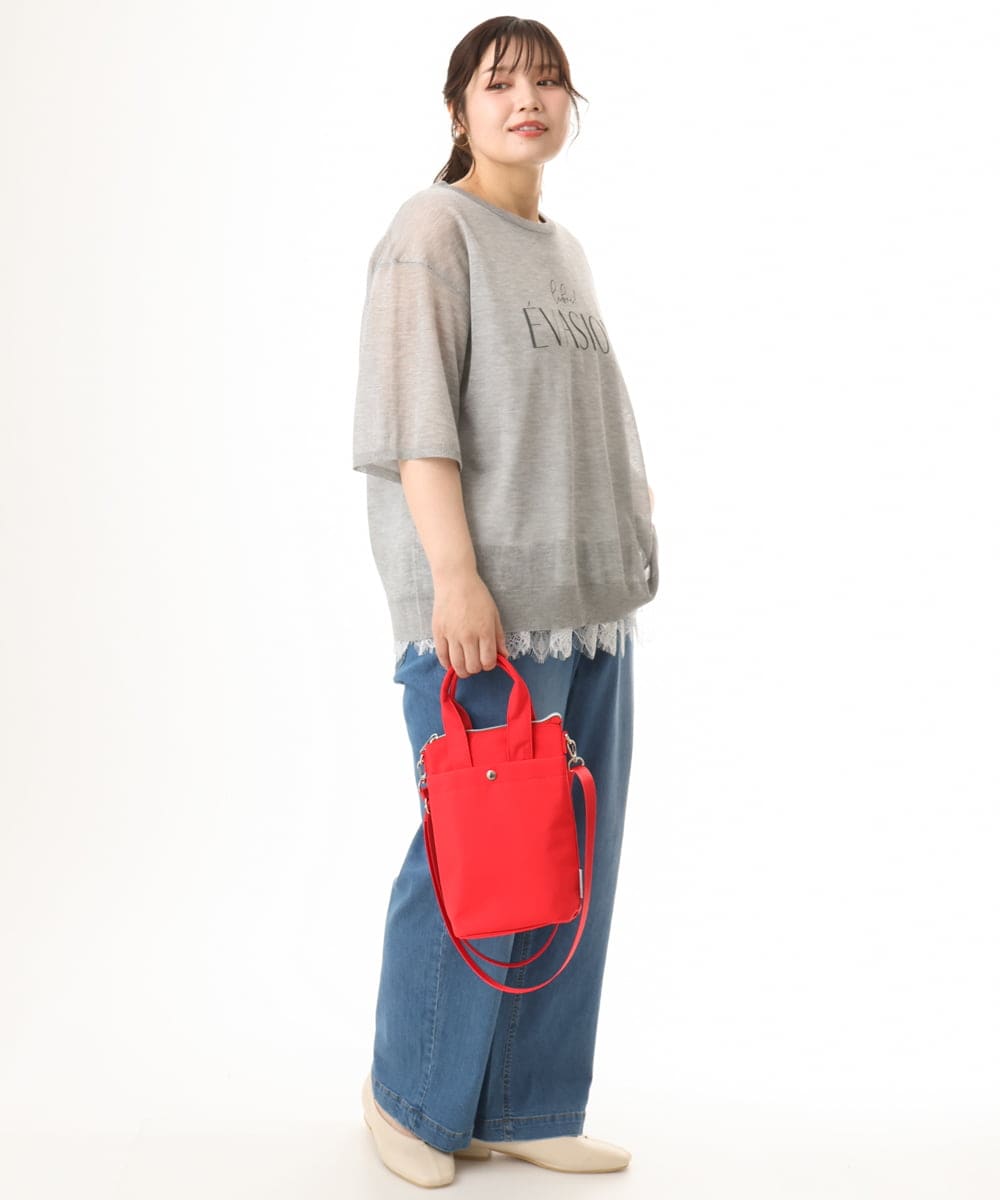 OLFHD07069 eur3(エウルキューブ) 【WEB先行販売】【大きいサイズ/a.v.v×eur3】シア―ロゴプリントニット グレー