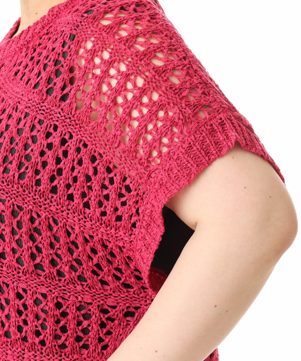 OLFHD08089 eur3(エウルキューブ) 【WEB先行販売】【大きいサイズ】テープヤーンベスト ピンク