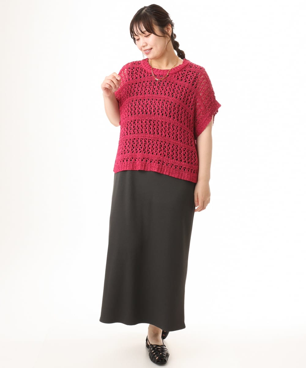 OLFHD08089 eur3(エウルキューブ) 【WEB先行販売】【大きいサイズ】テープヤーンベスト ピンク