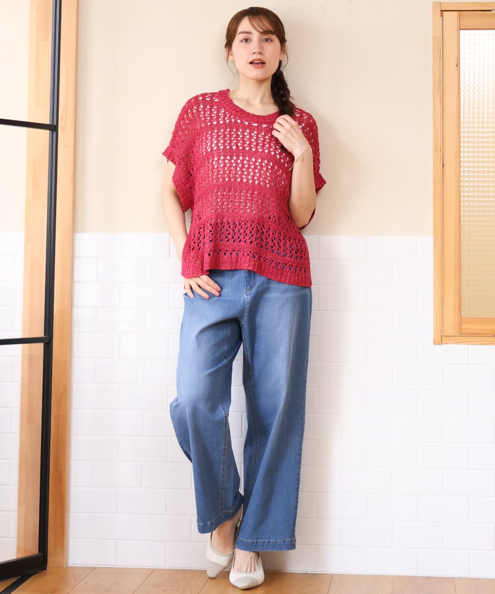 OLFHD08089 eur3(エウルキューブ) 【WEB先行販売】【大きいサイズ】テープヤーンベスト ピンク