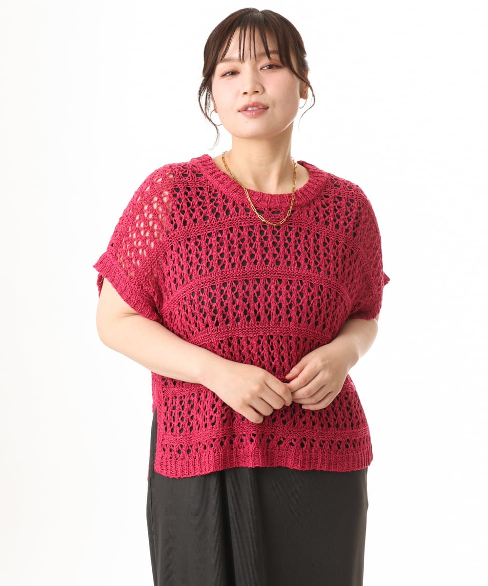 OLFHD08089 eur3(エウルキューブ) 【WEB先行販売】【大きいサイズ】テープヤーンベスト ピンク